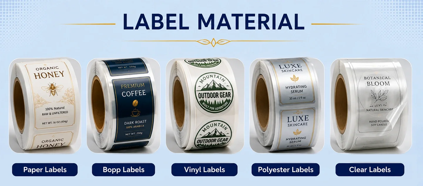 Guide comparing paper, BOPP, vinyl, polyester, and clear label materials