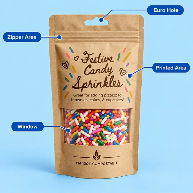 kraft paper stand up pouches view 4